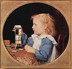 Albert Anker Girl with Dominoes 1899 Private Collection 30" x 29" Fine Art Giclee Canvas Print (Unframed) Reproduction