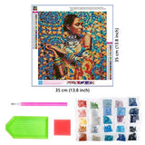 Yomiie 5D Diamond Painting Exotic Women Full Drill by Number Kits, Colorful DIY Paint with Diamonds Art Rhinestone Embroidery Craft Decorations (35x35 cm) a162