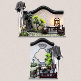WYD Semi-Open Courtyard Building Handmade Antique Chinese Dollhouse Kit Classical Rockery Garden 3D Scene Courtyard Gifts for Friends, Companions and Children (Calligraphy and Painting Garden)