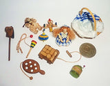 Wicker Basket with Victorian toys. Dollhouse miniature 1:12