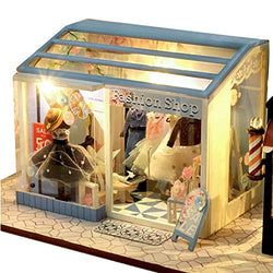 1 Set DIY Dollhouse Kit, Bakery/Coffee Shop/Sushi Shop/Hair Salon/Dressing Room/Ice Cream Shop DIY Mini House Model Kit for Children Adults F
