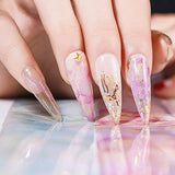 4 Rolls Marble Nail Foil Transfer Sticker Holographic Marble Nail Art Decal Stickers Marble Nail Foil Wraps for Women Girls DIY Nail Decoration