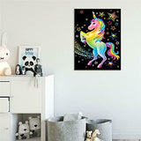 UKboken Unicorn Diamond Painting Kits for Adults, Diamond Art Unicorn DIY Round Full Drill Art Perfect Home Wall Decor, 12x16 inch