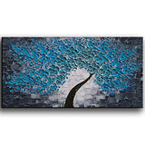 YaSheng Art -3D Oil Paintings Blue Flowers Oil Painting on Canvas Texture Abstract Art Pictures Canvas Wall Art Paintings Modern Home Decor Abstract Paintings Ready to Hang 24x48inch