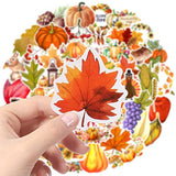 YUJUN 50 PCS Thanksgiving Stickers , Autumn Fall Pumpkin Turkey Maple Leaf Stickers Decals for Thanksgiving Water Bottles Luggage Cards Envelopes Scrapbook Laptop Gift Party Decoration for Kids Teens