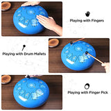 Steel Tongue Drum, Hand Pan Drum, 13-Notes-12 Inch Percussion Instrument, C Major, with Drum Bags, Tutorial Book, Mallets, Hue Drum Instrument Best gifts for the beginner and Adults(Blue)