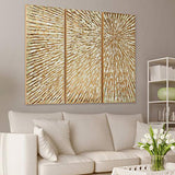 Empire Art Direct Abstract Wall Art Textured Hand Painted Canvas by Martin Edwards, Triptych, 48" x 20 each, Sunshine