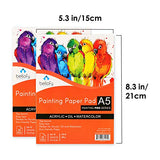 Bellofy A5 Painting Paper Pad Set of 2-25 Sheets / 50 Pages - Acrylic Oil Watercolor Cold Pressed Rough Finish Paper - 5.8 x 8.3 inch Small 246 lB / 400 GSM - Art Paper for Kids
