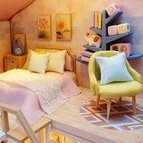 GuDoQi DIY Miniature Dollhouse Kit, Mini Dollhouse with Furnitures, Tiny House Kit Plus Music Movement, DIY Miniature Kits to Build, Great Handmade Crafts Gift Idea, Sweet Time House