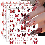 JMEOWIO 12 Sheets Butterfly Nail Art Stickers Decals Self-Adhesive Pegatinas Uñas Moon Star Nail Supplies Nail Art Design Decoration Accessories