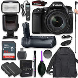 Canon EOS 80D Digital SLR Kit with EF-S 18-135mm f/3.5-5.6 Image Stabilization Nano USM Lens (Black) with Pro Battery Grip, Professional TTL Flash, Backpack, Spare LP-E6 Battery (17 Items)