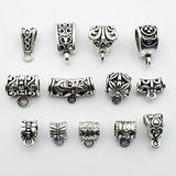 100g (about 75pcs) Mixed Antique Tibetan Silver Bail Tube Beads,Spacer Bead，Bail beads，Bead