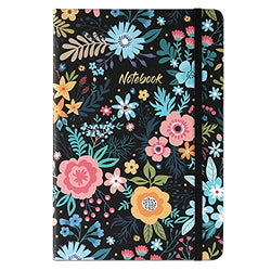 Journal/Ruled Notebook - Hardcover Ruled Journal with Thick Paper, 5.8" x 8.4", Back Pocket + Bookmark + Round Corner Paper + Banded + Floral