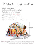 Kisoy DIY Dollhouse Kit, Exquisite Miniature with Furniture, Dust Proof Cover and Music Movement, Your Perfect Craft Gift for Friends, Lovers and Families (Christmas Snowy Night)