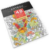 ARTEZA Adult Spiral Bound Coloring Book, 48 Pages, Perfect for Stress Relief