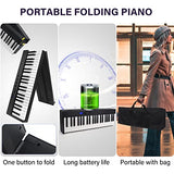 Kmise Folding Piano Keyboard-88 Key Semi-Weighted Digital Keyboard Piano-Bluetooth Foldable Keyboard with MIDI Sustain Pedal,Music Sheet Holder,Carrying Bag