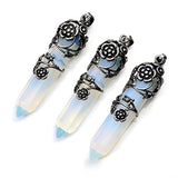 Top Plaza Antique Silver Flower Wrapped Natural Quartz Gemstone Healing Crystal Necklace 5pcs/Set