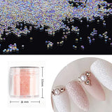 Pixie Crystals for Nail with Recycling Box, Micro Pixie Beads Glass Caviar Beads for 3D Nail Art DIY Charms Decorations (Crystal AB)