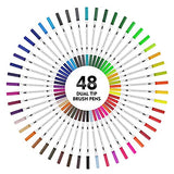 48 Dual Tip Brush Pens Gouso Colors Art Markers Set, Artist Fine and Brush Tip Colored Pens for Calligraphy Drawing Sketching Kids Adult Coloring Books Bullet Journal Art