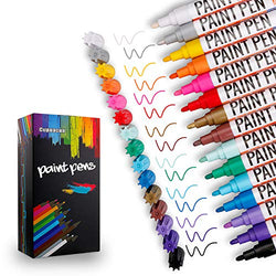 Paint Pens for Rock Painting, 15 Bright Colors Paint Markers Kit for Glass, Stone, Wood, Fabric, Metal, Ceramic, Rock & More, Extra Fine Tip, Water Based, Acid Free Non Toxic, Quick-Dry (15 colors)
