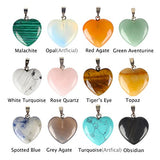 Wholesale 12 PCS Heart Shaped Natural Stone Pendants Healing Chakra Reiki Love Charm Bulk for