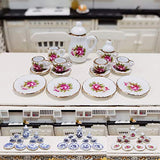 Shuohu Ceramic Teaware Model Bundle for 1/12 Scale Dollhouse, Pretend Play Kitchen Food Scene DIY Props