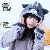 GK-O Women Cute Hooded Cat Ears Hoodie Girl Pullover Jacket Sweatshirt Coat Anime (Asian Size XXL) Light Gray