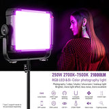 GVM Led Video Light, 250W YU200R Soft Light with 3 Power Supply Modes, RGB Led Panel for Studio, Photography Lighting Kit Supports APP Bluetooth Mesh Networking, Recording, DMX, 2700K-7500K, CRI 97+