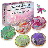 2Pepers DIY Clay Jewelry Dish Craft Kit, Make Your Own 5 Clay Bowls and Unicorn Decoration Arts and Crafts for Girls, Air Dry Clay for Kids, Unicorn Gifts for Girls Including Accessories and Tools