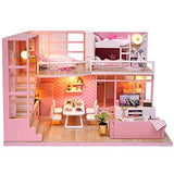 Spilay Dollhouse Miniature with Furniture,DIY Dollhouse Handmade Mini Modern Apartment Model Plus Dust Cover & Music Box ,1:24 Scale Doll House Toys Creative Gift for Children Friends (Dream Angels)