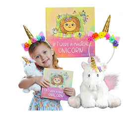 Tickle & Main Unicorn Gift Set - Includes Book, Stuffed Plush Toy, and Headband for Girls Ages 2 3 4 5 6 7 Years - If I were A Magical Unicorn - Great for Birthday, Imaginative Play