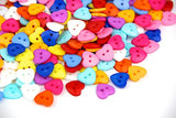 RayLineDo One Pack of 120 x Mixed Colours 2 Hole Heart 15mm Sew Craft Plastic DIY Buttons