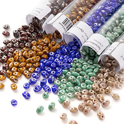 SuperDuo Glass Beads for Jewelry Making - 900+ Bead Kit of 2-Hole Bracelet Beads in (5) Distinct Colors + (3) Jewelry-Beading Patterns Included - (Picasso Collection)