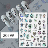 JMEOWIO 12 Sheets Spring Flower Nail Art Stickers Decals Self-Adhesive Pegatinas Uñas Summer Floral Nail Supplies Nail Art Design Decoration Accessories