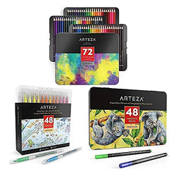 Arteza Watercolor Pencils And Fine Tip Markers Bundle, Drawing Art Supplies for Artist, Hobby Painters & Beginners