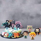 4Pcs Cake Topper For Demon Slayer Action figure,Demon Slayer theme party supplies,Dessert Decorations for Kids Gift