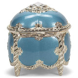 Blue Silver Crystals Heart Metal Jewelry Music Box Plays Somewhere Out There