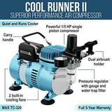 Master Airbrush Cool Runner II Dual Fan Air Compressor Airbrushing System Kit with 2 Professional Airbrushes, Gravity and Siphon Feed - 6 Primary Opaque Colors Acrylic Paint Artist Set - How to Guide
