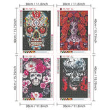 NEWSTARARTS Skull Diamond Painting Kits for Adults and Kids, Halloween Diamond Art Kits DIY 5D Round Full Drill Gem Art Perfect for Relaxation and Home Wall Decor(4 Pack, 12 x 16 inch), DP202207SKULL
