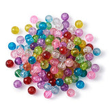 Craftdady 500Pcs 10mm Transparent Crackle Glass Round Beads Tiny Handcrafted Loose Pony Ball Beads Random Mixed Colors for Jewelry Making Hole: 1mm