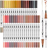 Ohuhu Skin Tone Markers 36-colors: Dual Tip Brush and Fineliner Markers for Adult Coloring Water Based Art Skintone Marker Pens Set for Portrait Drawing Lettering Writing Calligraphy Journaling