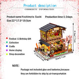 WYD Japanese-Style Double-Decker Yoshimoto Sushi Restaurant Wooden Miniature Doll House DIY Scene Architectural Model Toy Puzzle Fun Parent-Child Gift