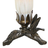 8"H Handpainted Glass Lily Lamp w/ Hummingbird Base - Peach/White