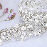 XINFANGXIU 1 Yard Bridal Wedding Dress Sash Belt Applique with Crystals Rhinestones for Women