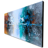 Hand Painted Abstract Landscape Painting on Canvas Lake Scenery Wall Art Modern Home Decor Artwork