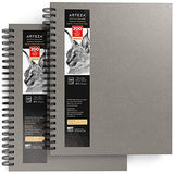 Arteza Sketch Book, 9x12-inch, Gray Drawing Pad, 100 Sheets, 68 lb 100 GSM, Hardcover Sketchbook, Spiral-Bound, Use with Pencils, Charcoal, Pens, Crayons & Other Dry Media