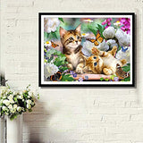 Ningning DIY 5D Diamond Painting Cartoon Cat by Number Kits, Paints Cross Stitch Full Drill Crystal Rhinestone Embroidery Pictures Arts Craft for Home Wall Decor Gift (15.7x11.8inch) (Cartoon Cat)