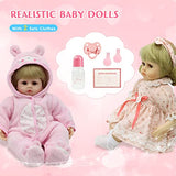 JRLCGYP Realistic Newborn Baby Dolls, Silicone Vinyl Reborn Baby Dolls Girl 16", Lifelike Baby Dolls Toddler Gift Set with 2 Sets Clothes Real Life Baby Dolls That Look Real for Kids Age 3+