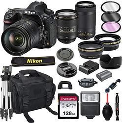 Nikon D850 DSLR Camera with 24-120mm VRand 70-300mm Lens Bundle + 128GB Card, Tripod, Flash, and More (21pc Bundle)