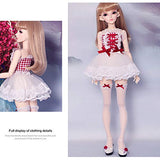 MEESock 1/4 BJD Doll Clothes, Pretty Red Lattice Yarn Dress Suitable for Your Favorite SD Doll - (Not Include Doll)